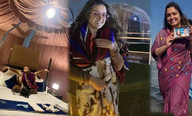 भोजपुरी एक्ट्रेस आम्रपाली दुबे पहुंचीं प्रयागराज, लगाई आस्था की डुबकी