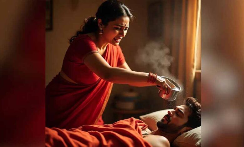 सोते पति पर खौलते पानी से हमला, विरोध करने पर हथौड़े से वार