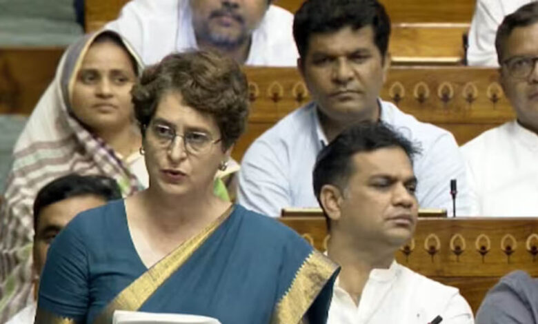 संसद में प्रियंका गांधी के बयान पर बवाल, स्पीकर ने रिकॉर्ड से हटवाए शब्द; एंटी पेपर लीक बिल पर सरकार को घेरा